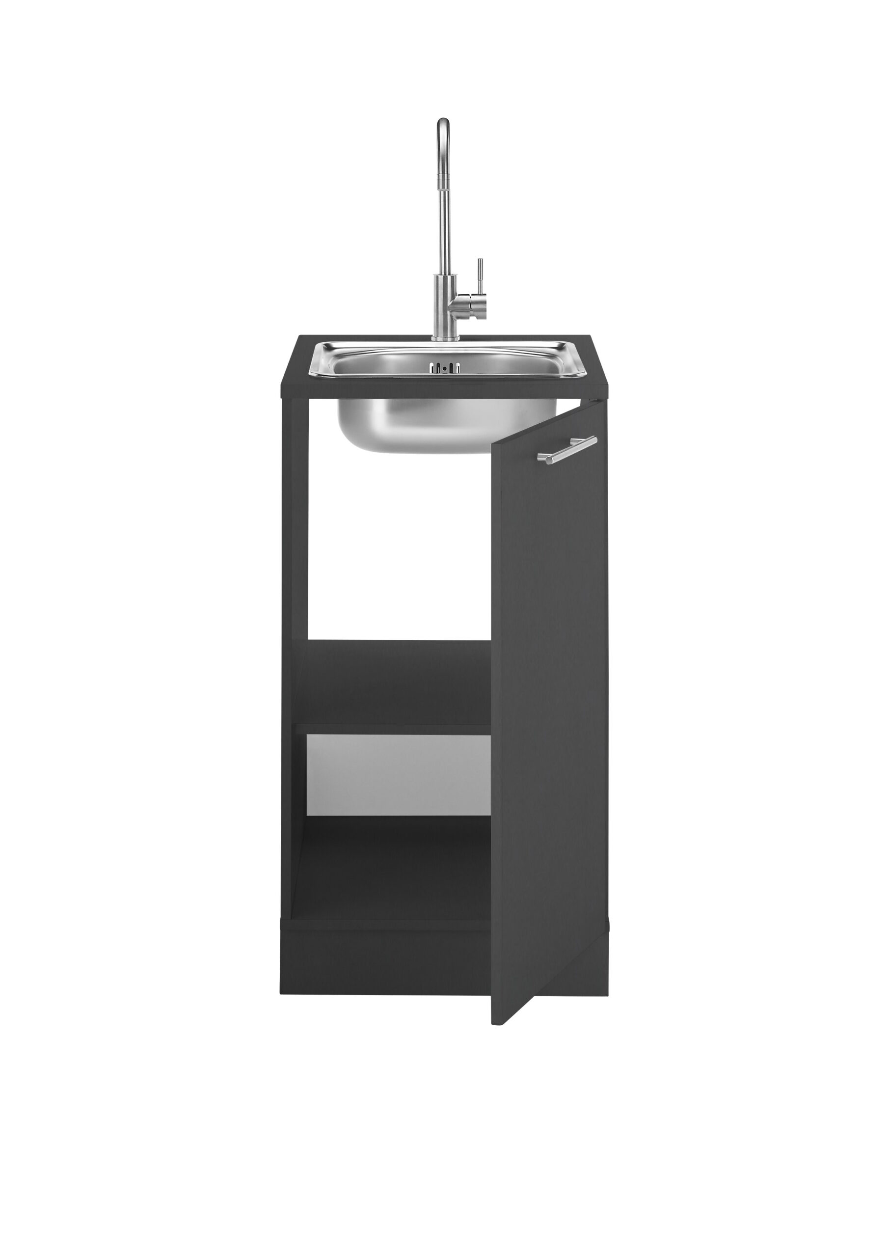 Laundreezy LDSPU50A mit Spüle und Sockel Freisteller frontal offen Anthrazit_72-201-C0