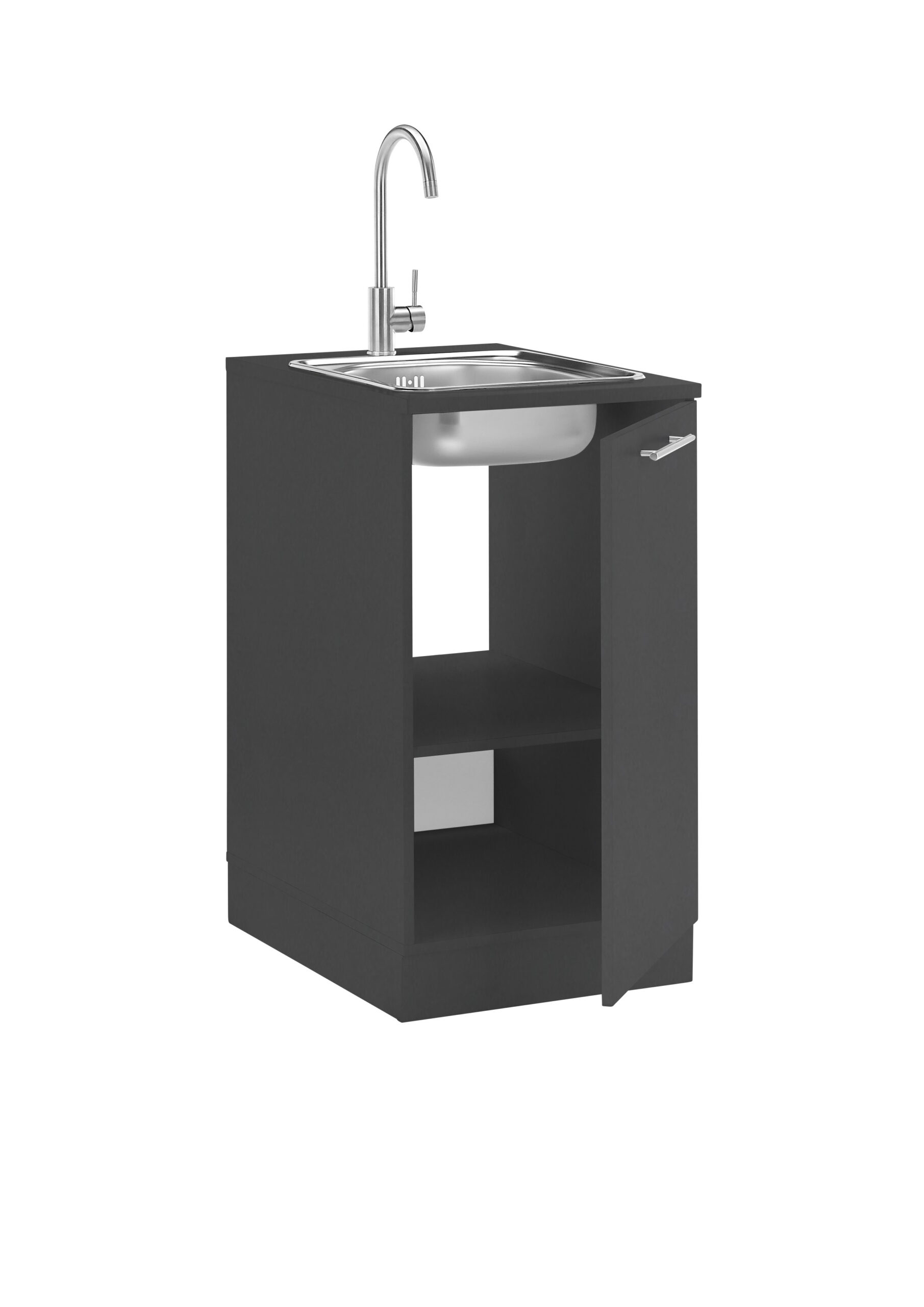 Laundreezy LDSPU50A mit Spüle und Sockel Freisteller seitlich offen Anthrazit_72-201-C0